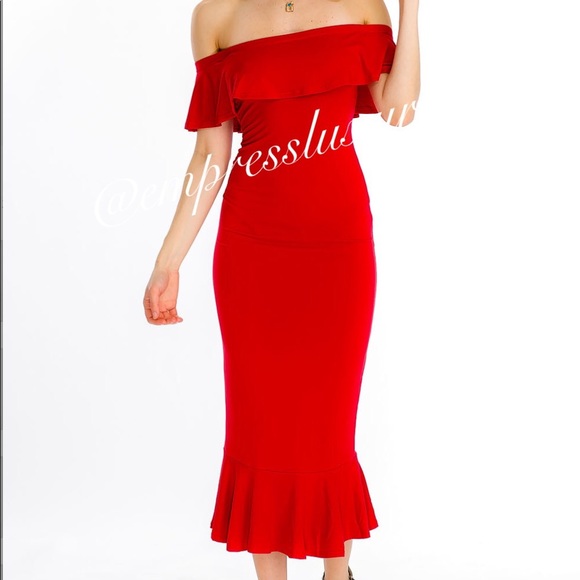 Red Off Shoulder Dress❤️❤️ - Picture 2 of 3
